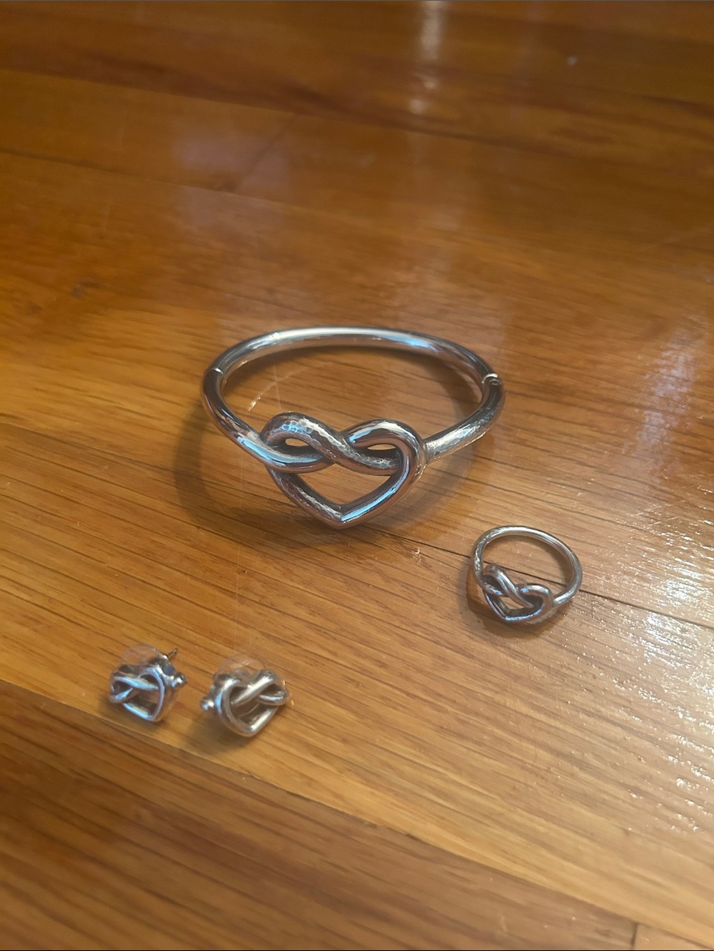 Brighton Silver Infinity Heart Bracelet, Ring & Stud Earring Set